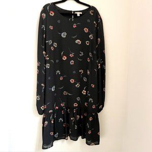 NWOT Lila Rose black rose floral drop waist dress size 10